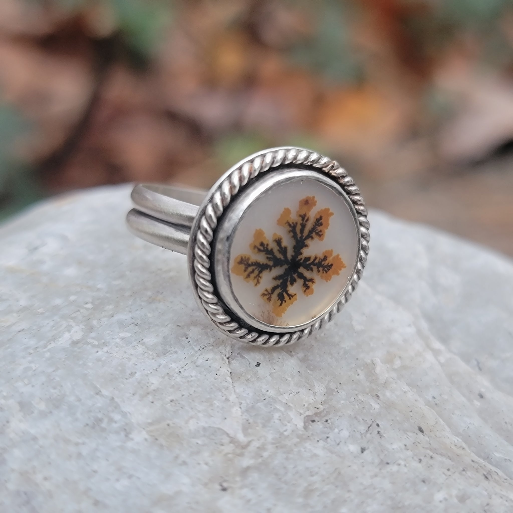 Dendritic Agate Gemstone Ring Collection in Sterling Silver