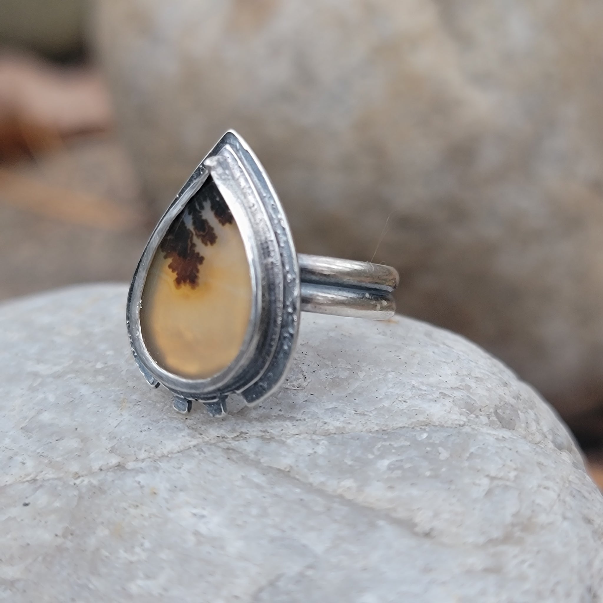 Dendritic Agate Gemstone Ring Collection in Sterling Silver
