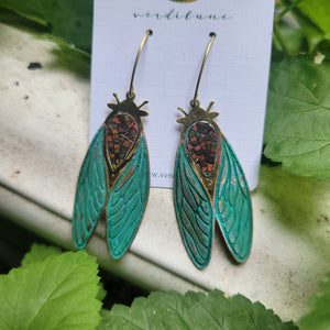 Patina Cicada Collection - Repurposed Vintage Tin Earrings