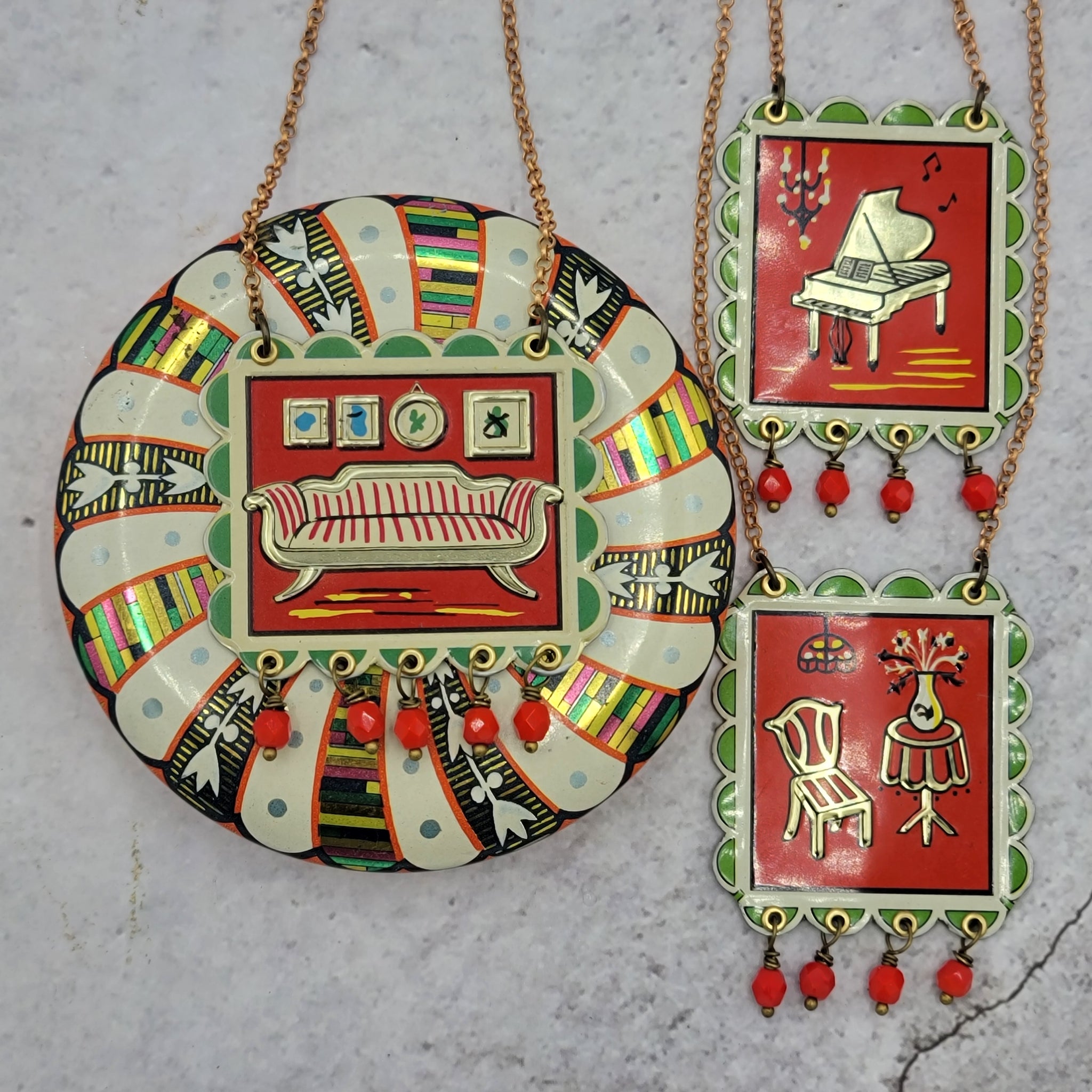Holiday 2025 Collection - Repurposed Vintage Tin Earrings & Necklaces