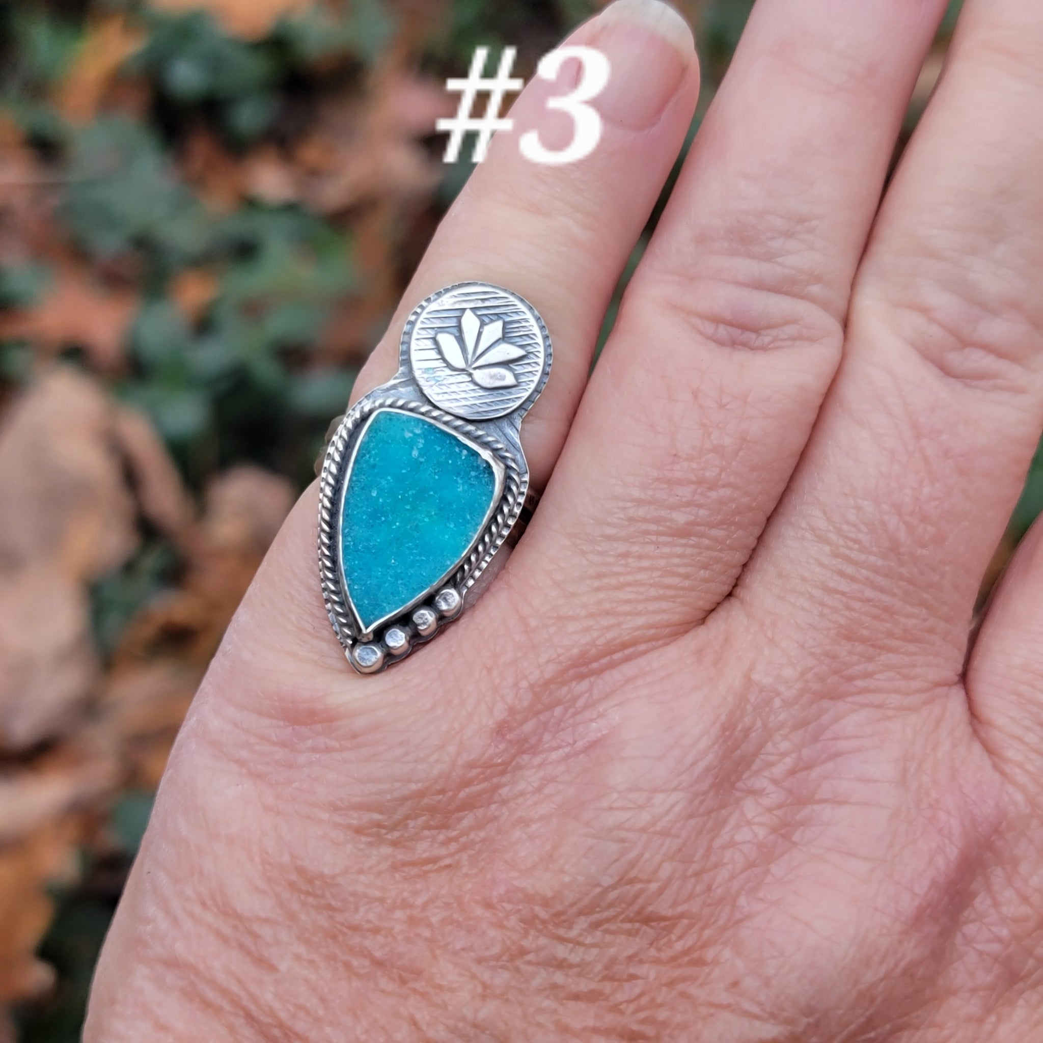 Chrysocolla Druzy Pendant & Ring Collection in Sterling Silver