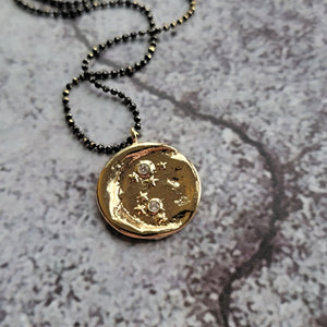 Mystical Crescent Moon Pendant - Gold Plated with Cubic Zirconia