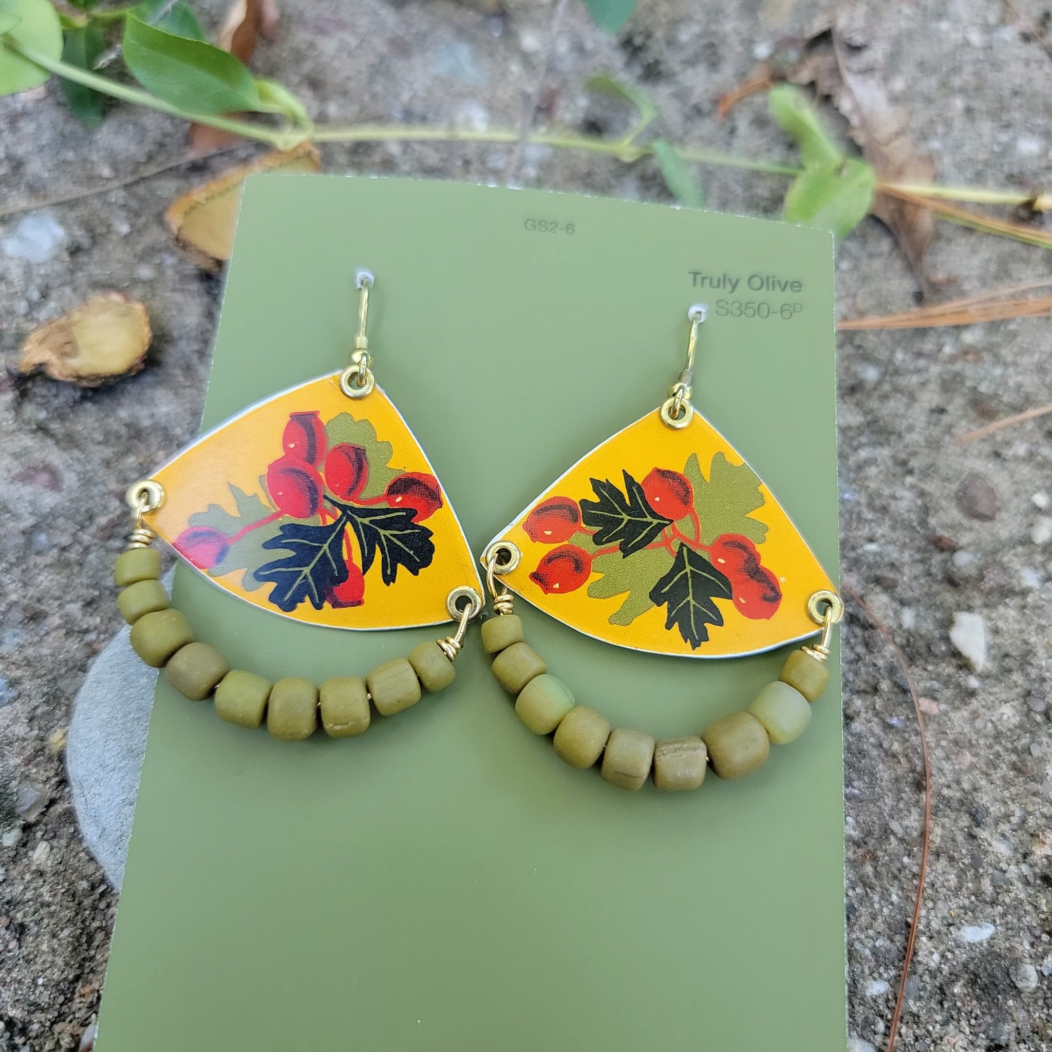 Goldenrod Harvest Collection - Repurposed Vintage Tin Earrings