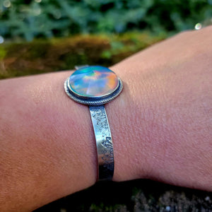 Faceted Opal Cuff Bracelet in Sterling Silver