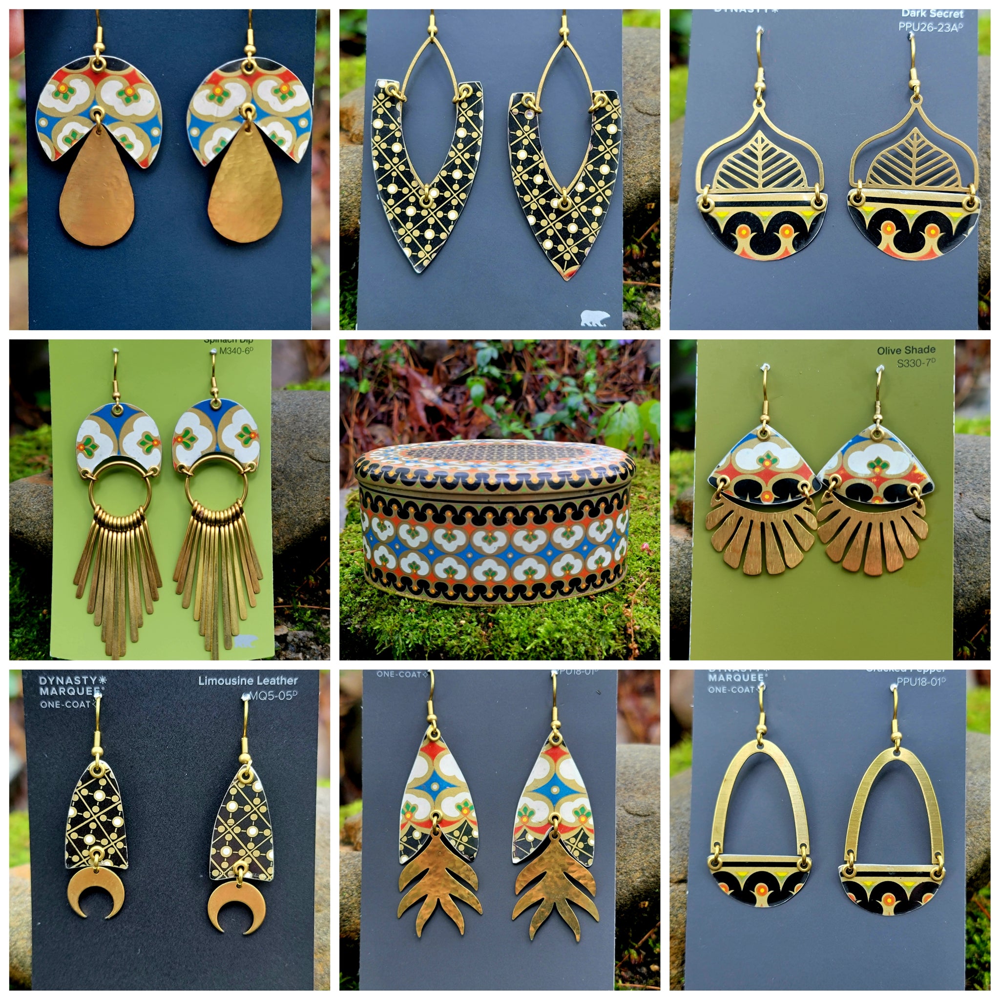 Mid Century Tea Tin Collection - Repurposed Vintage Tin Earrings