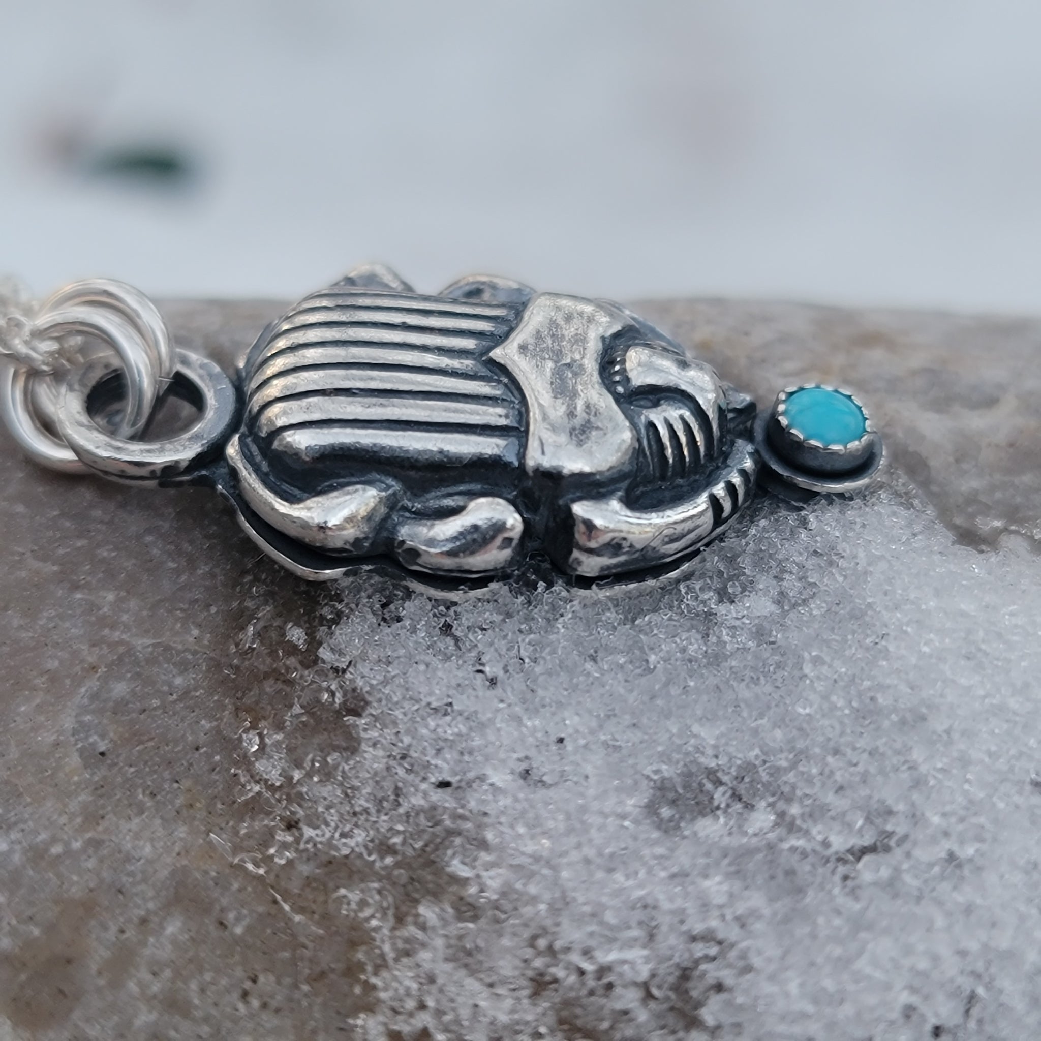 Scarab Beetle Pendants in Sterling Silver