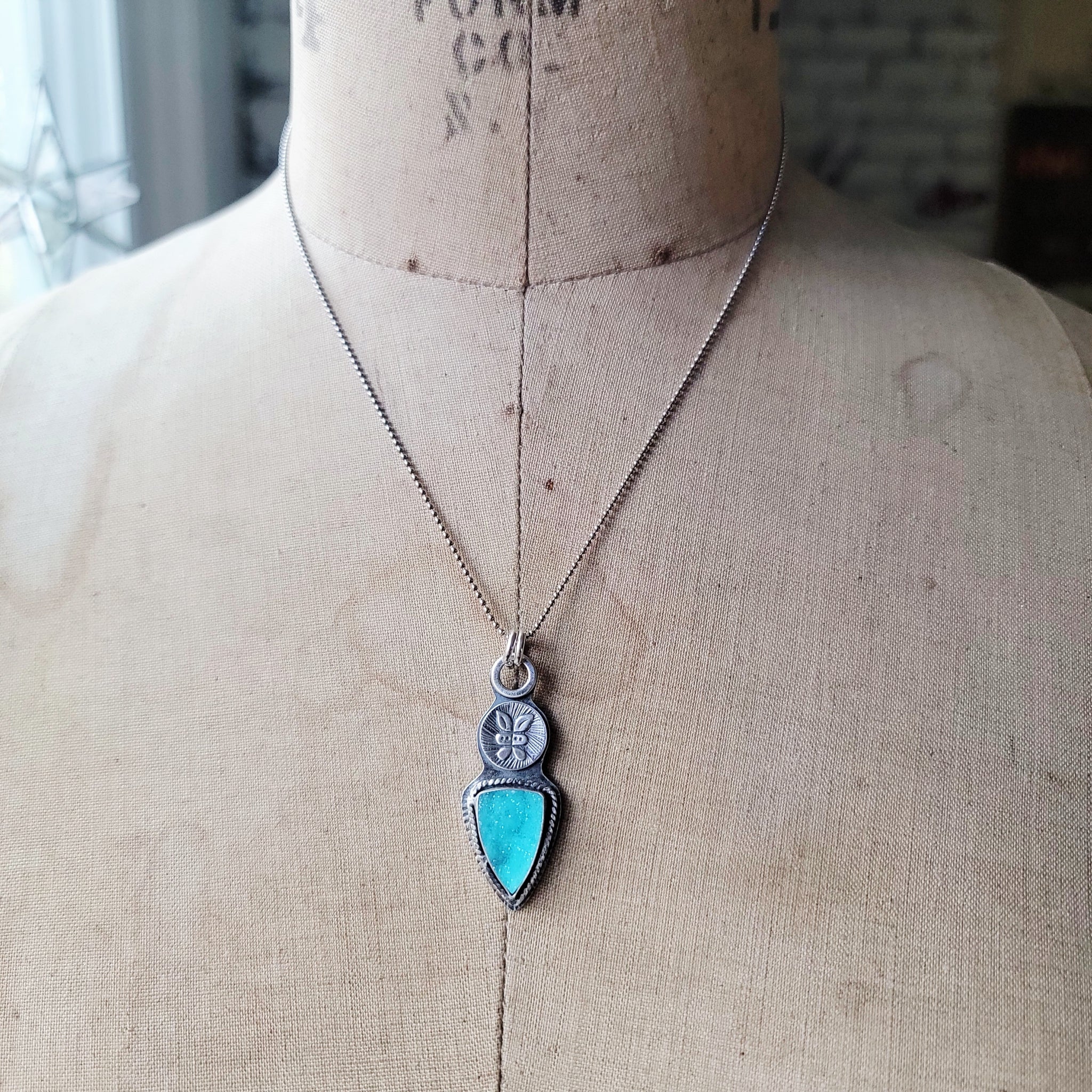 Chrysocolla Druzy Pendant & Ring Collection in Sterling Silver