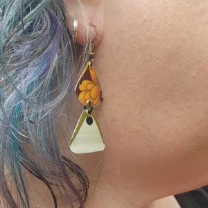 Goldenrod Harvest Collection - Repurposed Vintage Tin Earrings