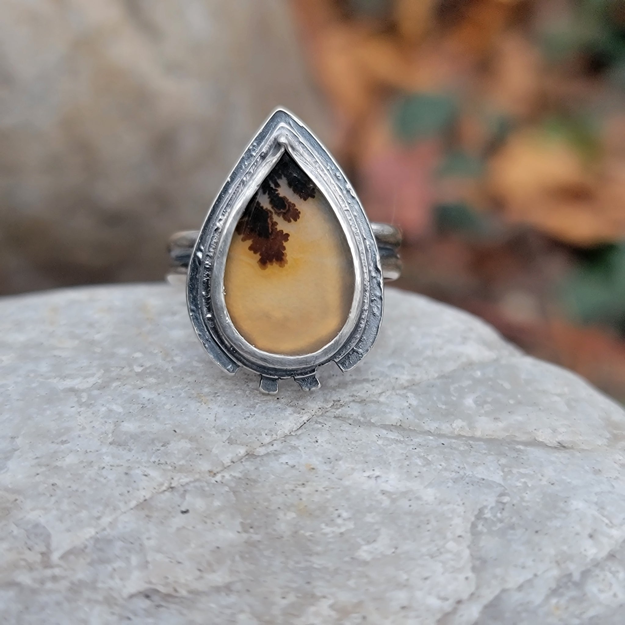 Dendritic Agate Gemstone Ring Collection in Sterling Silver