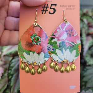Emroidered Flowers Collection - Repurposed Vintage Tin Earrings