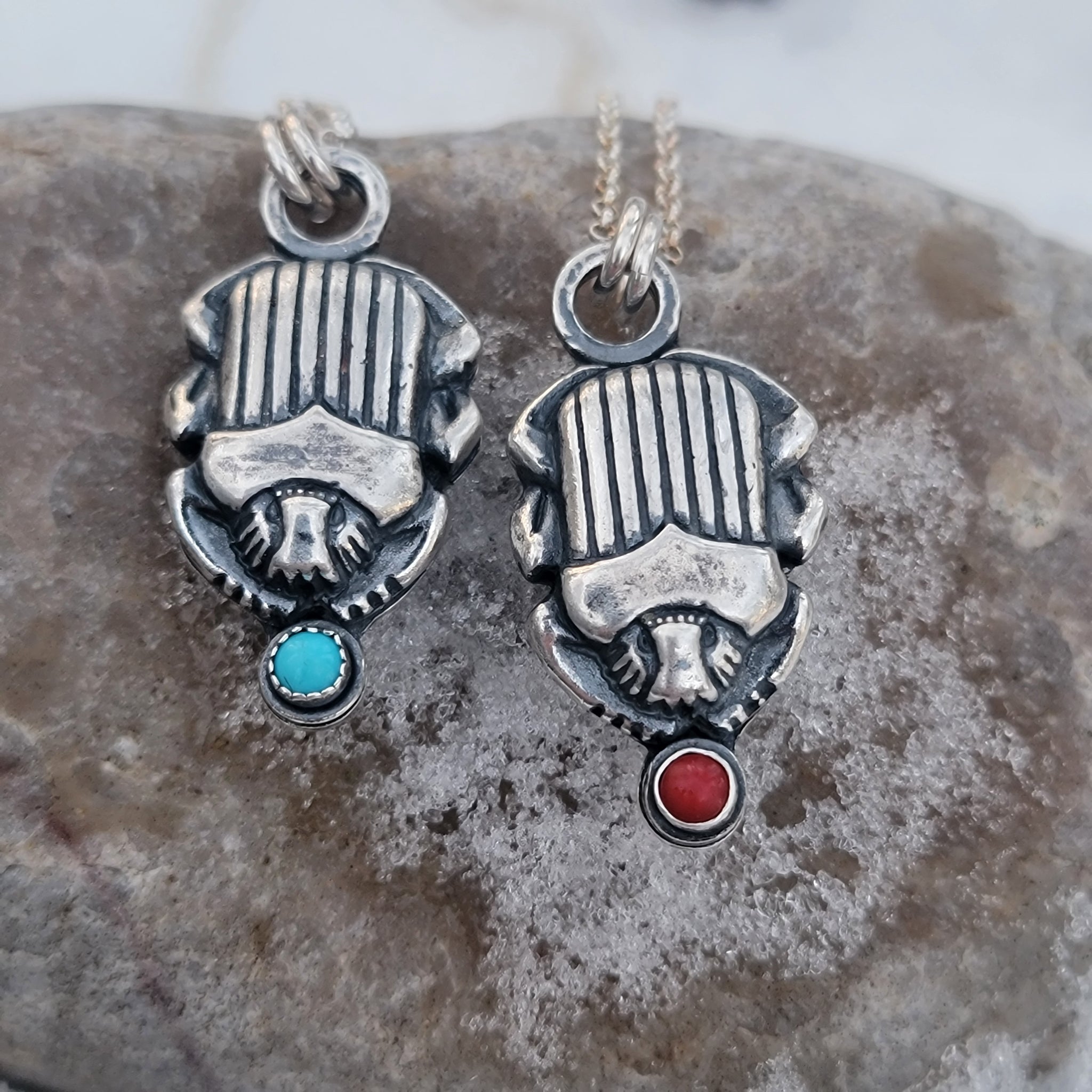 Scarab Beetle Pendants in Sterling Silver