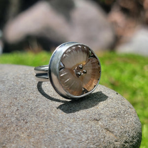 Peach Blossom Czech Glass Ring in Sterling Silver