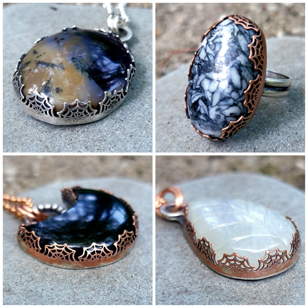 Spiderweb Bezel Pendants & Ring Halloween Collection