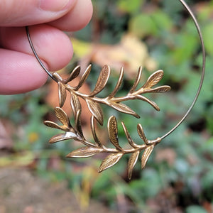 Leaf Cluster Hoop Earrings in Brass