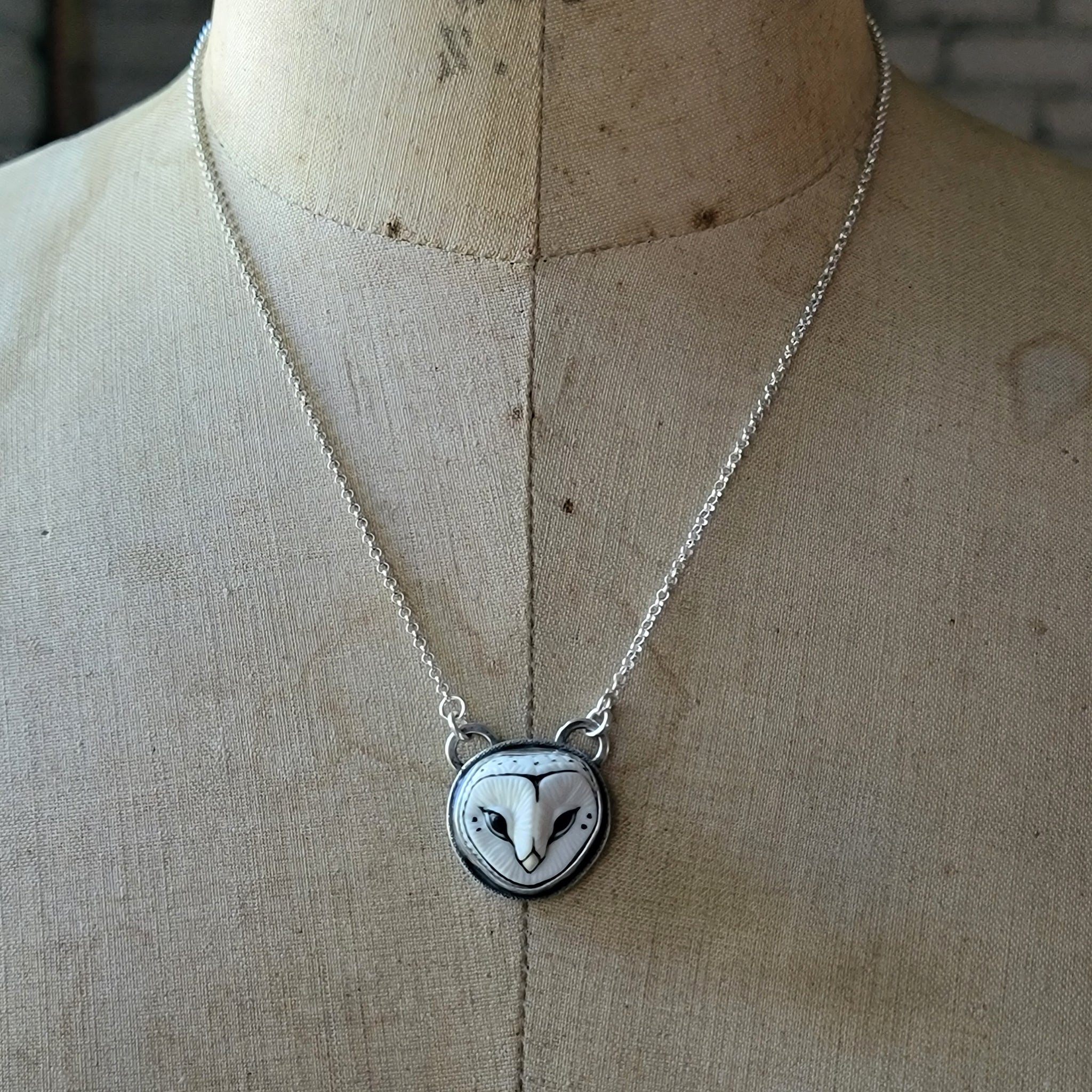 Barn Owl Pendants in Sterling Silver