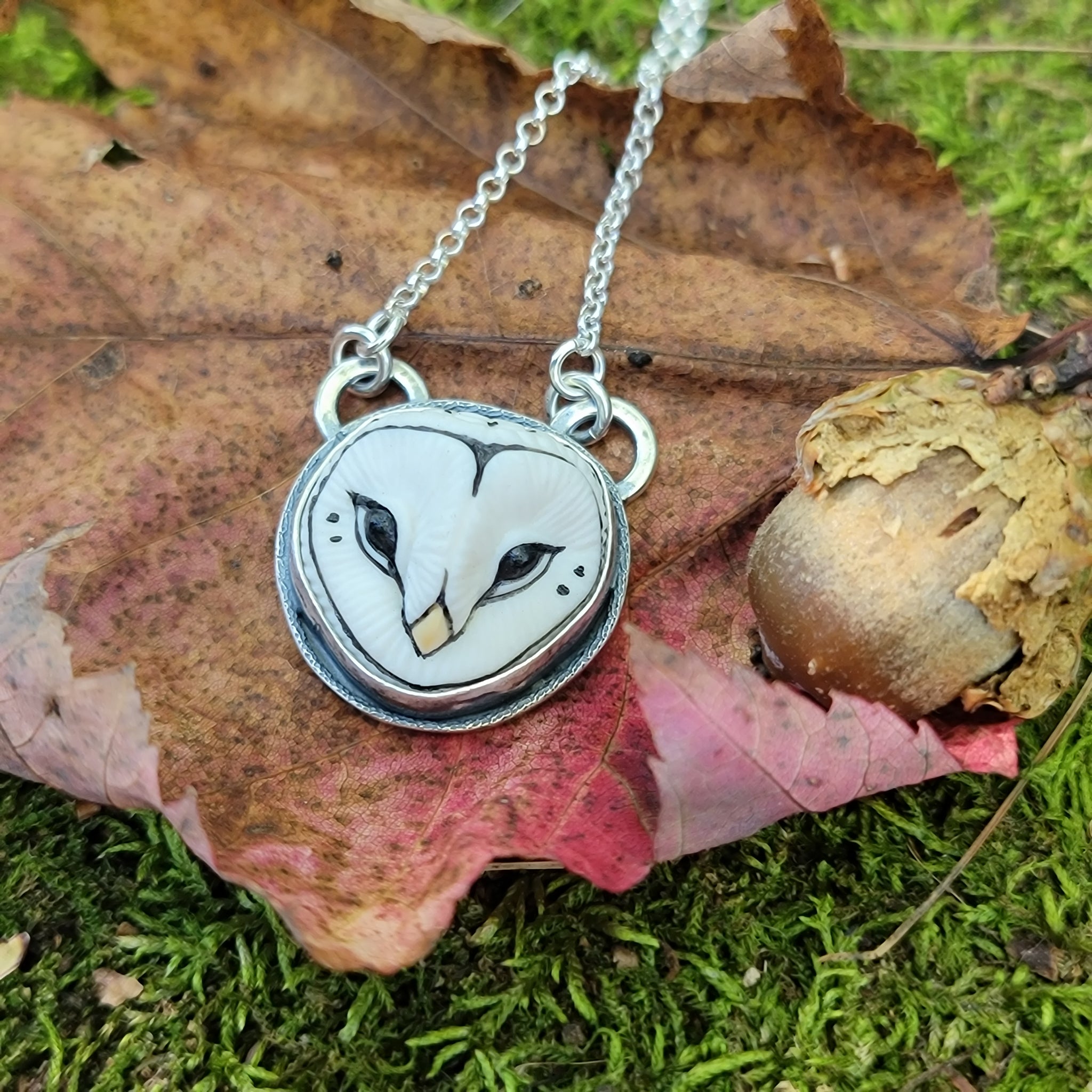 Barn Owl Pendants in Sterling Silver