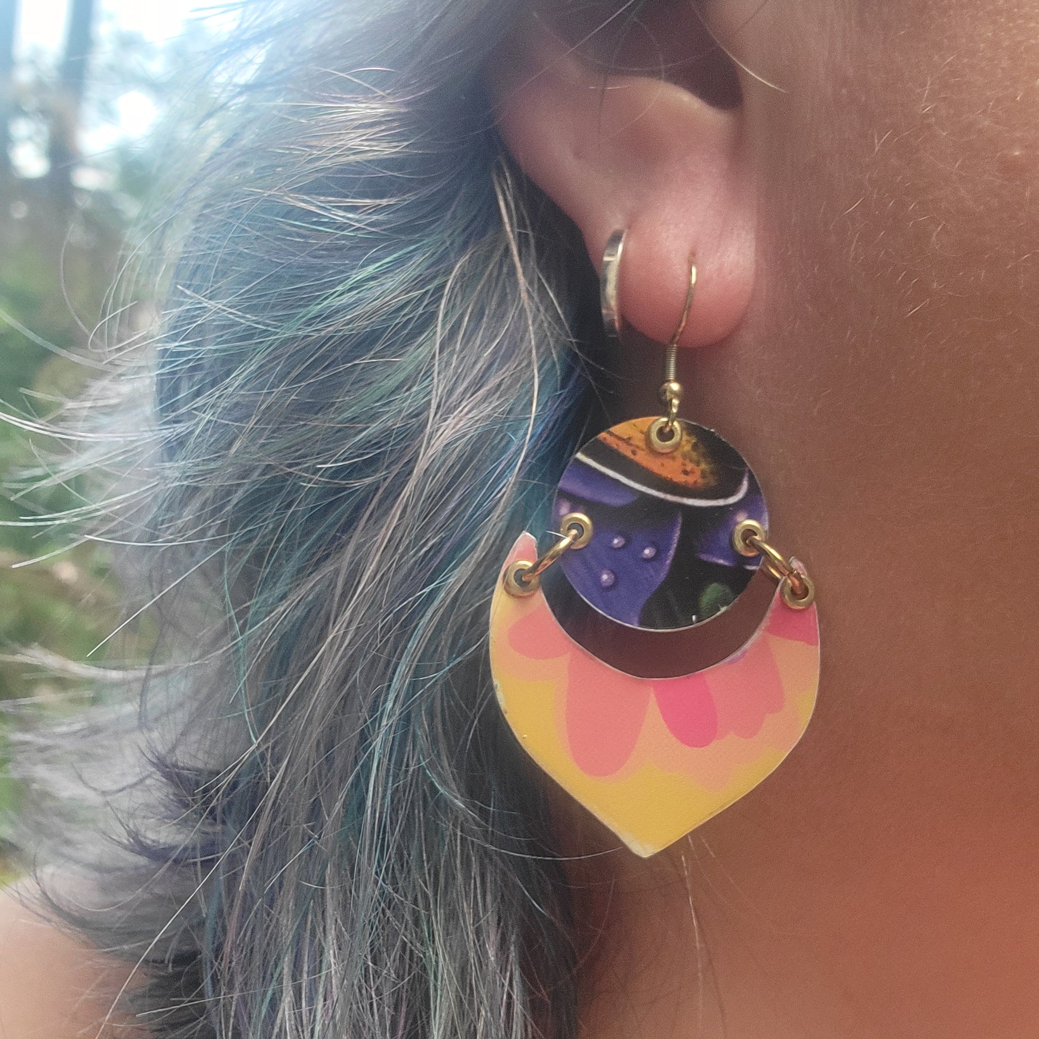Summery Flowers Collection - Repurposed Tin Earrings