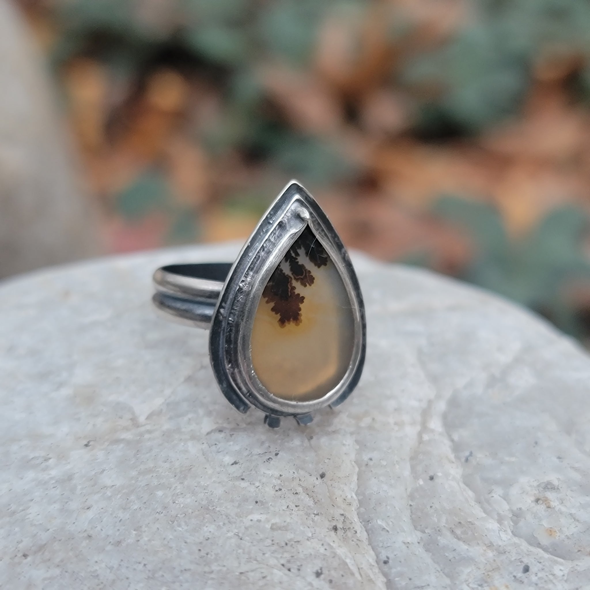 Dendritic Agate Gemstone Ring Collection in Sterling Silver