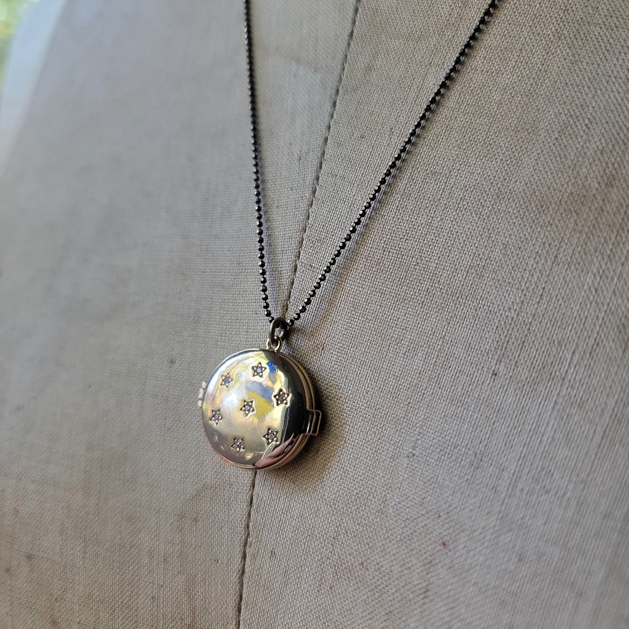 Victorian Locket ☆ Celestially-Inspired Brass & Zircon Pendant