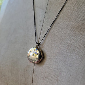 Victorian Locket ☆ Celestially-Inspired Brass & Zircon Pendant