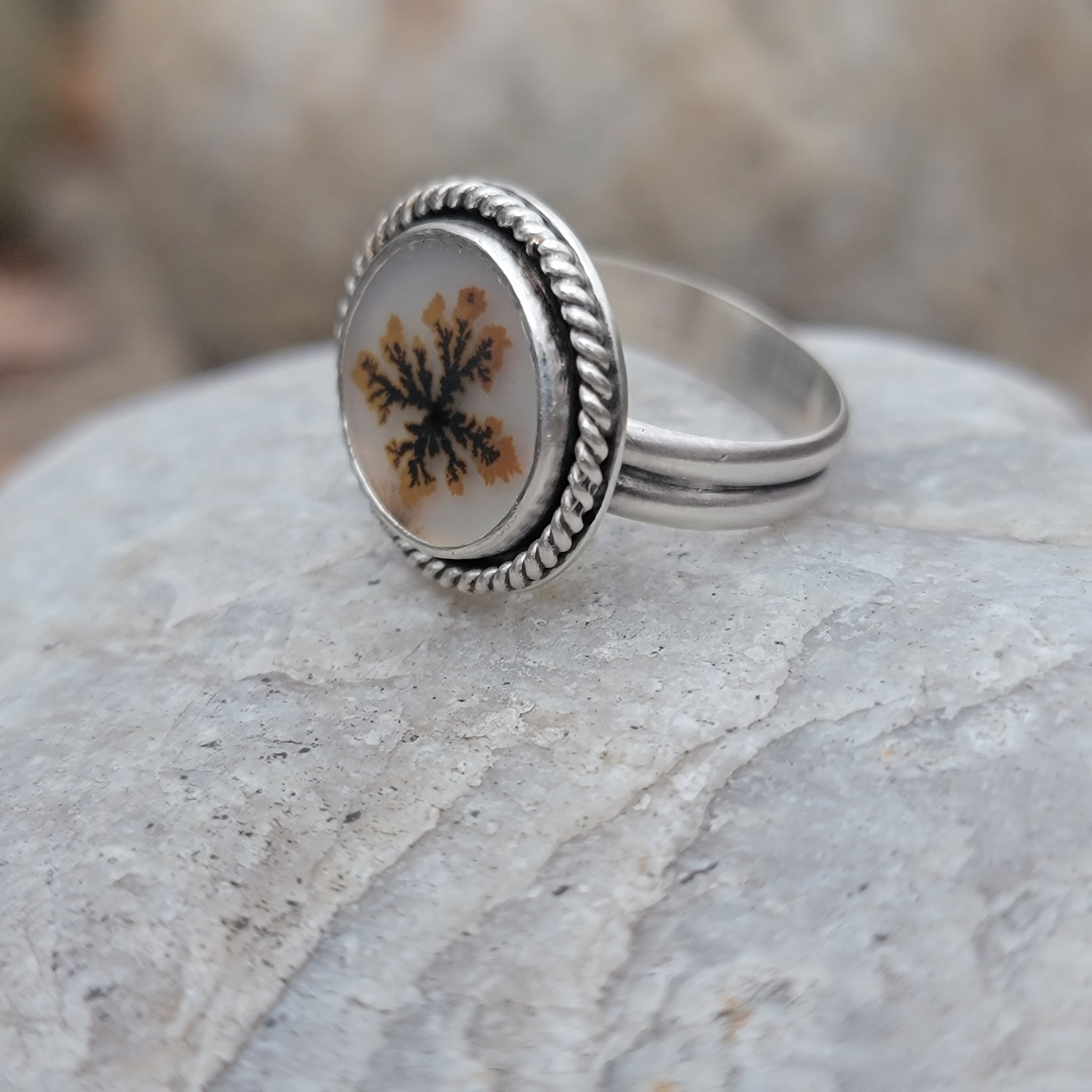 Dendritic Agate Gemstone Ring Collection in Sterling Silver