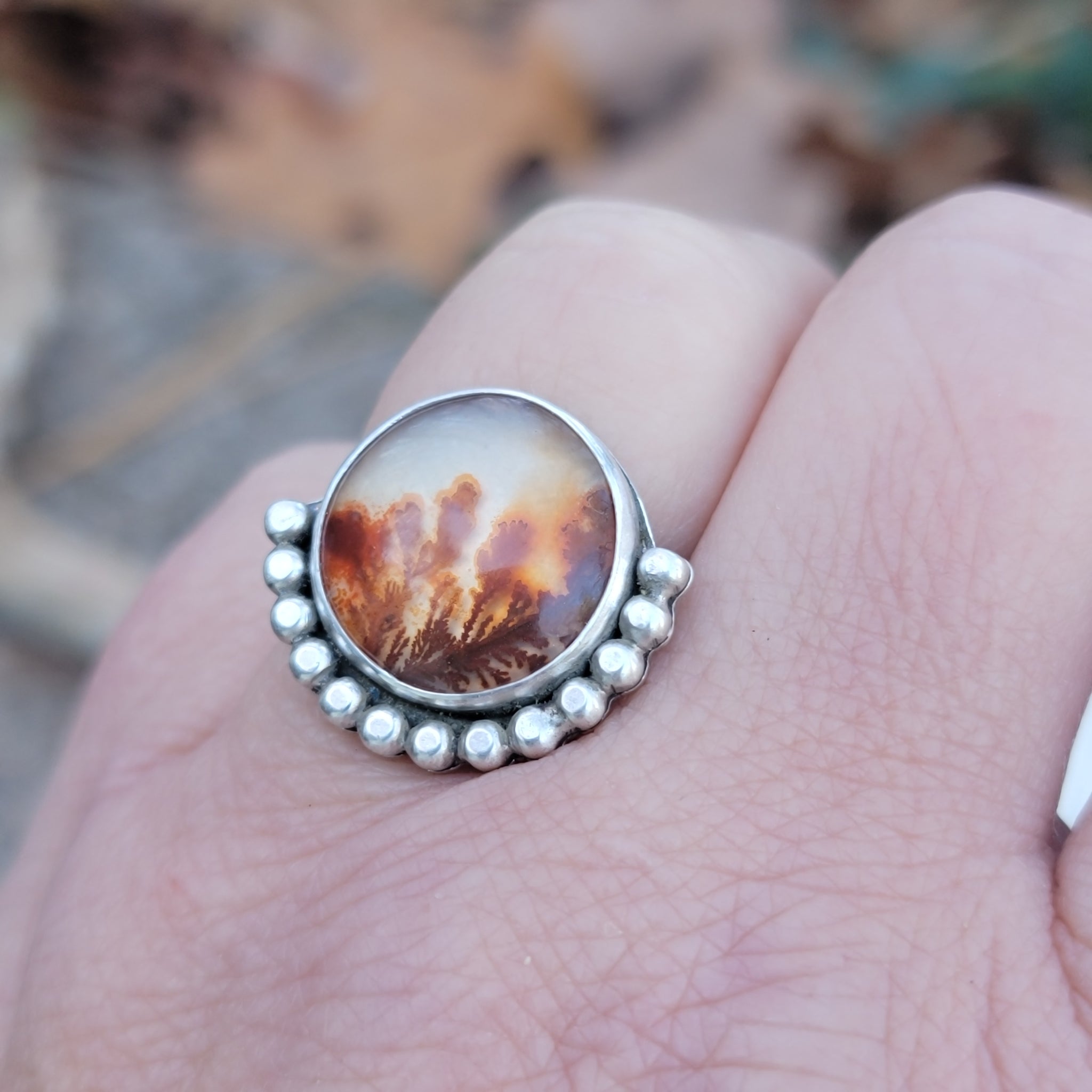 Dendritic Agate Gemstone Ring Collection in Sterling Silver