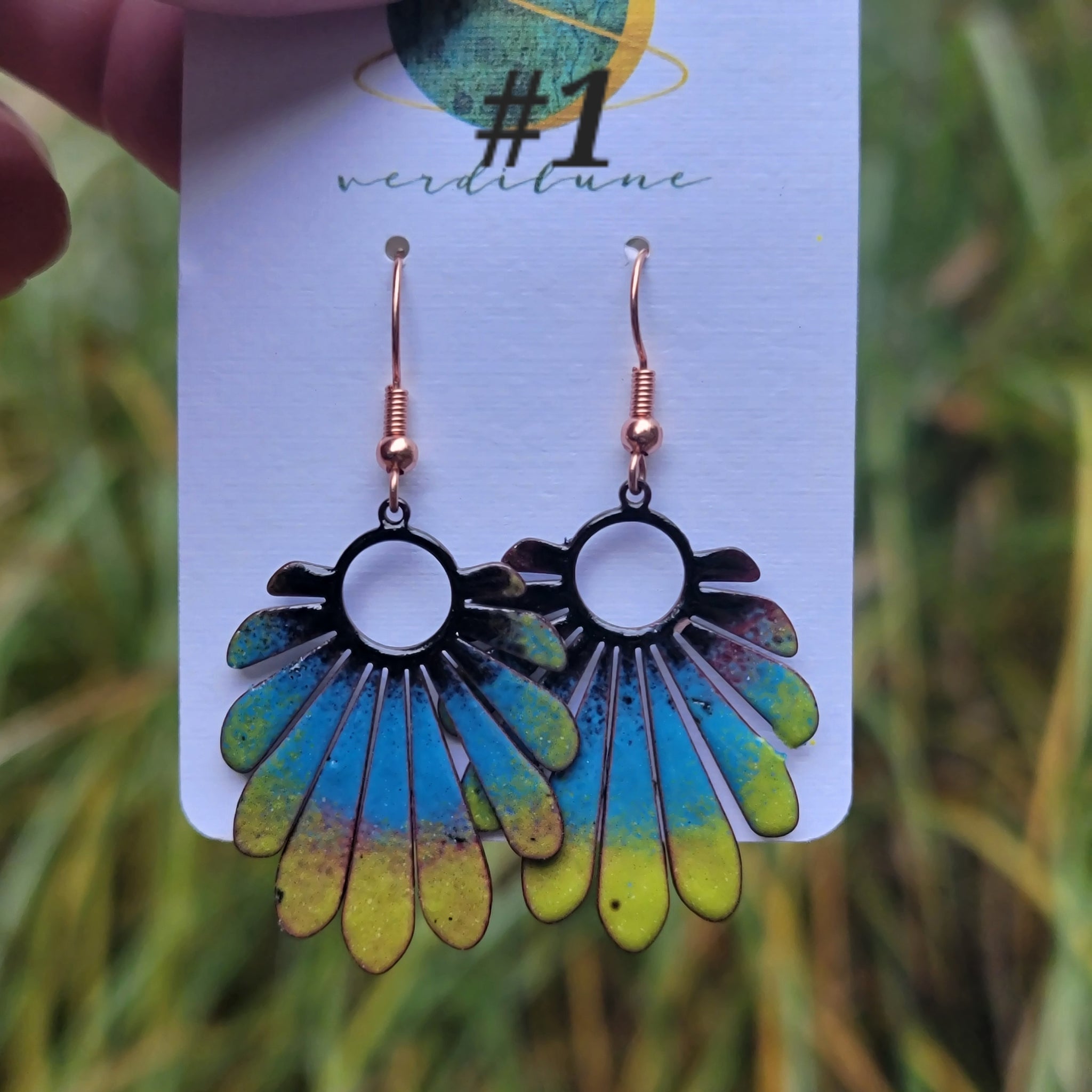 Autumn Enameled Copper Earrings