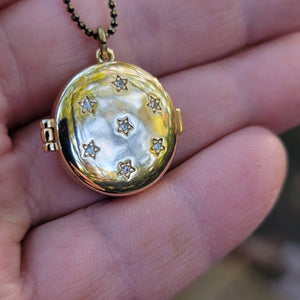 Victorian Locket ☆ Celestially-Inspired Brass & Zircon Pendant