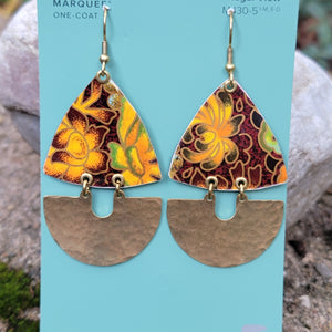 Goldenrod Harvest Collection - Repurposed Vintage Tin Earrings