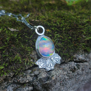 Crystal Bursts Faceted Opal Pendant in Sterling Silver