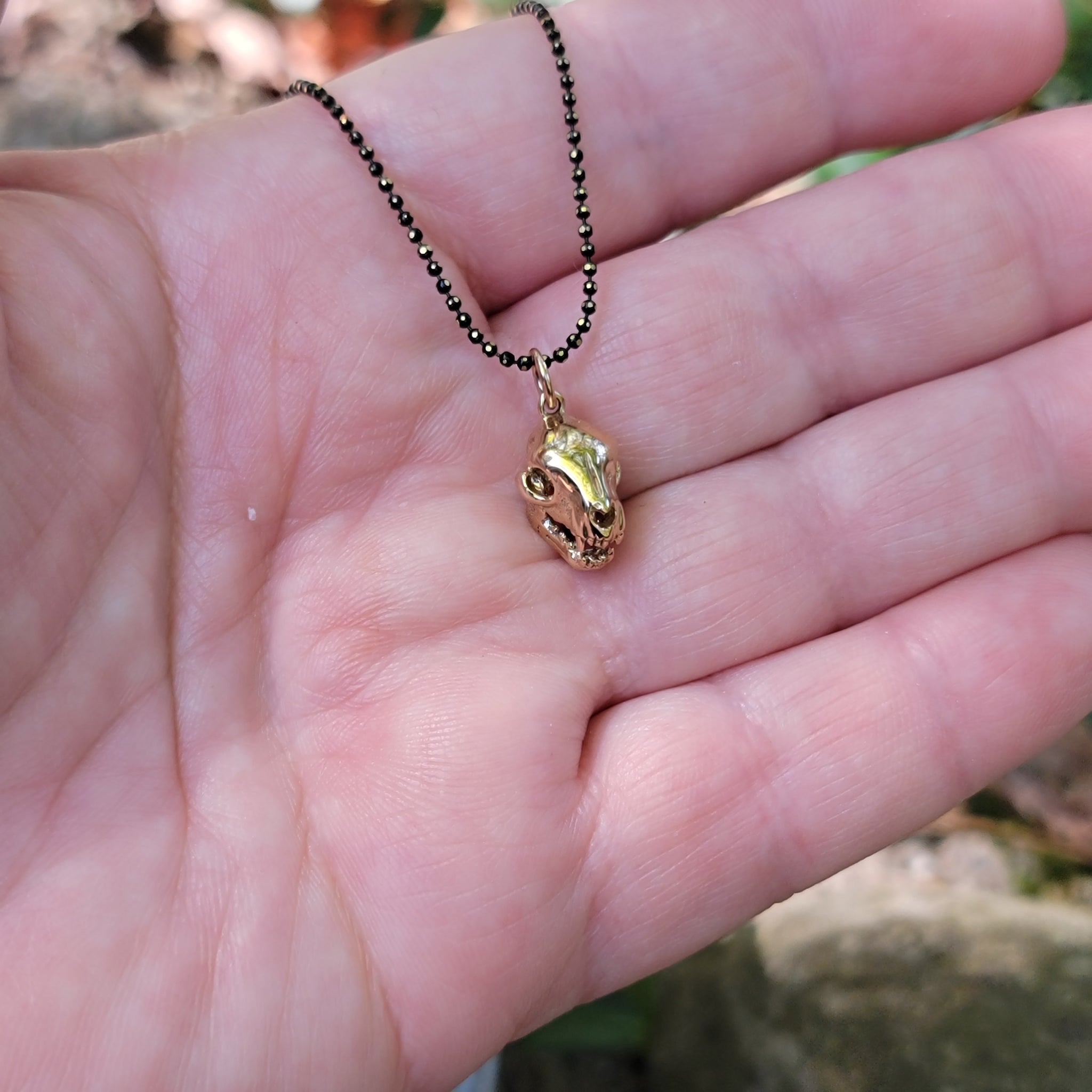 Bronze Cat Skull Pendant