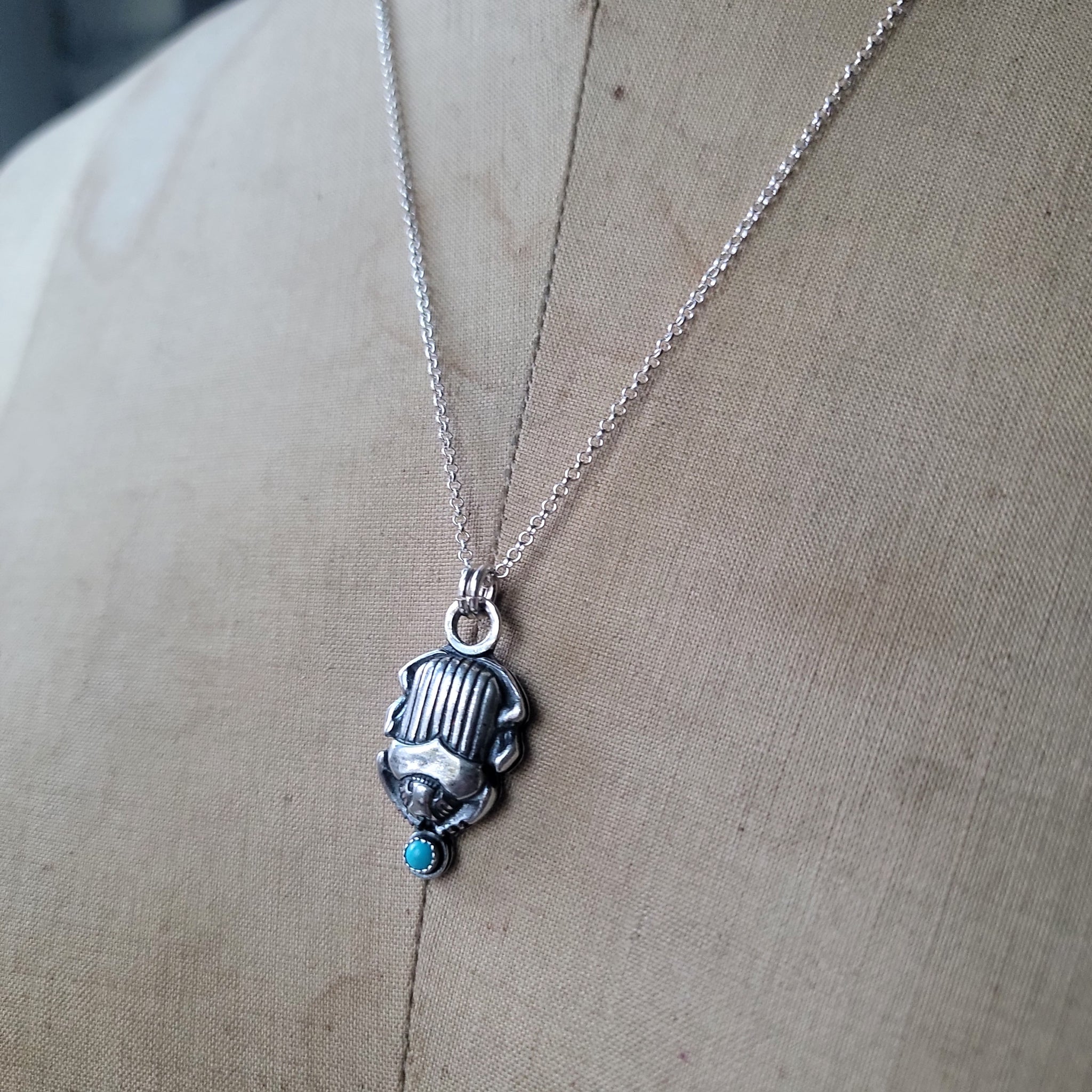 Scarab Beetle Pendants in Sterling Silver