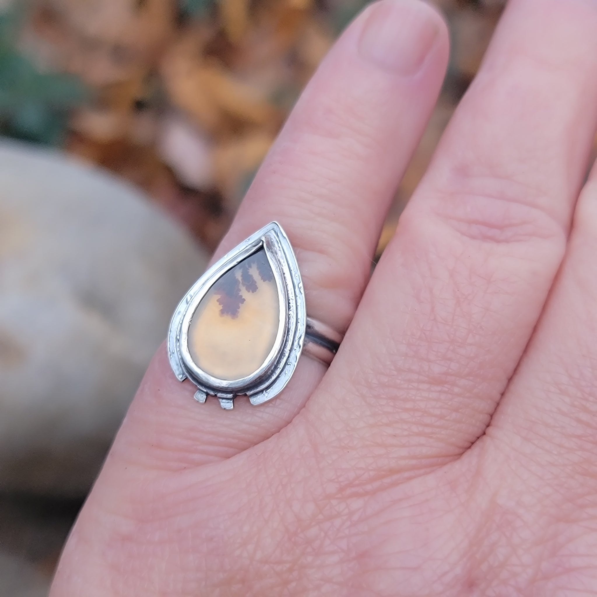 Dendritic Agate Gemstone Ring Collection in Sterling Silver