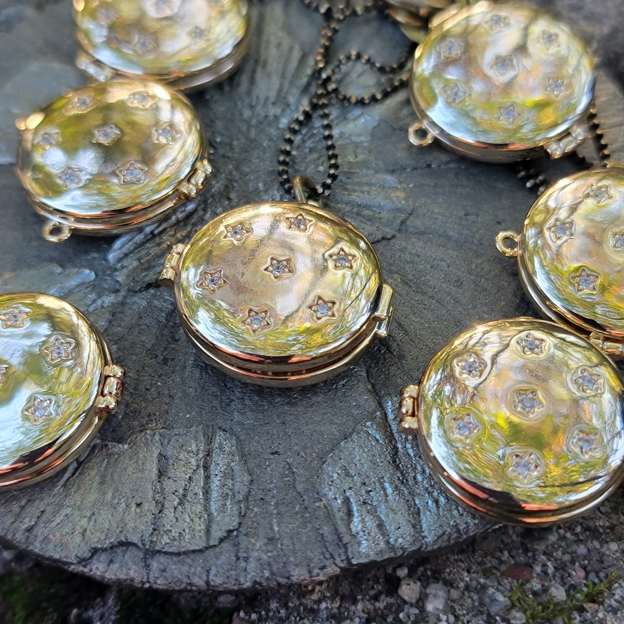 Victorian Locket ☆ Celestially-Inspired Brass & Zircon Pendant