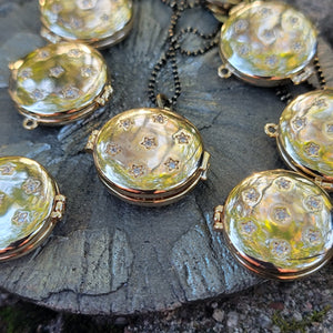 Victorian Locket ☆ Celestially-Inspired Brass & Zircon Pendant