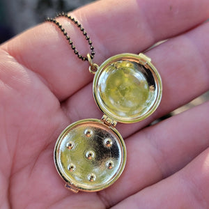 Victorian Locket ☆ Celestially-Inspired Brass & Zircon Pendant