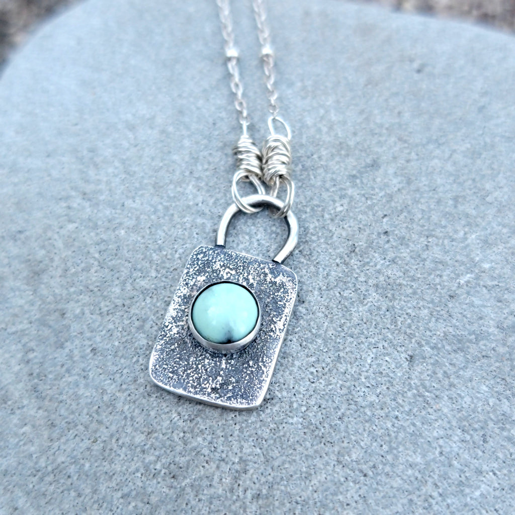 Tiny Turquoise Tag Necklace in Sterling Silver