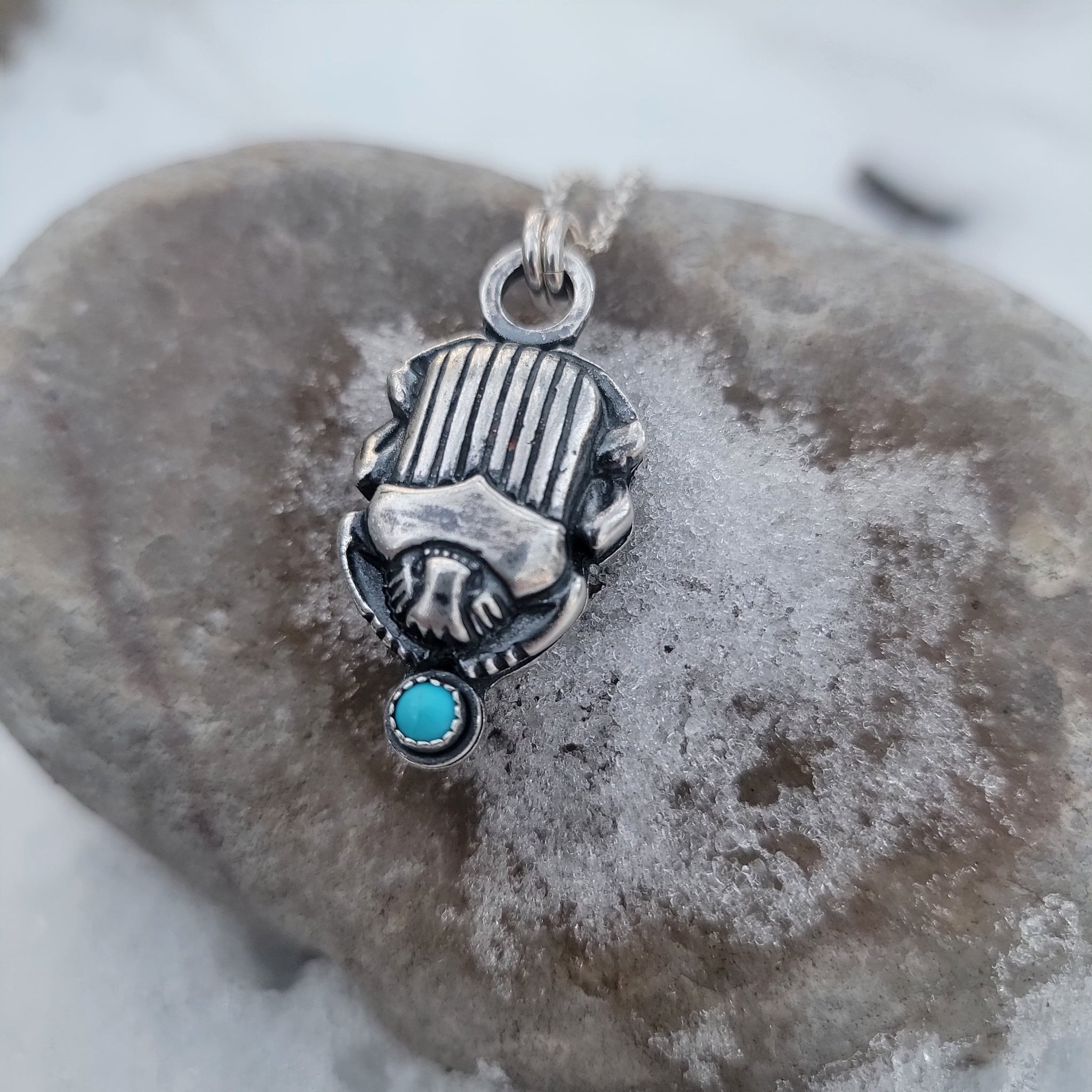 Scarab Beetle Pendants in Sterling Silver