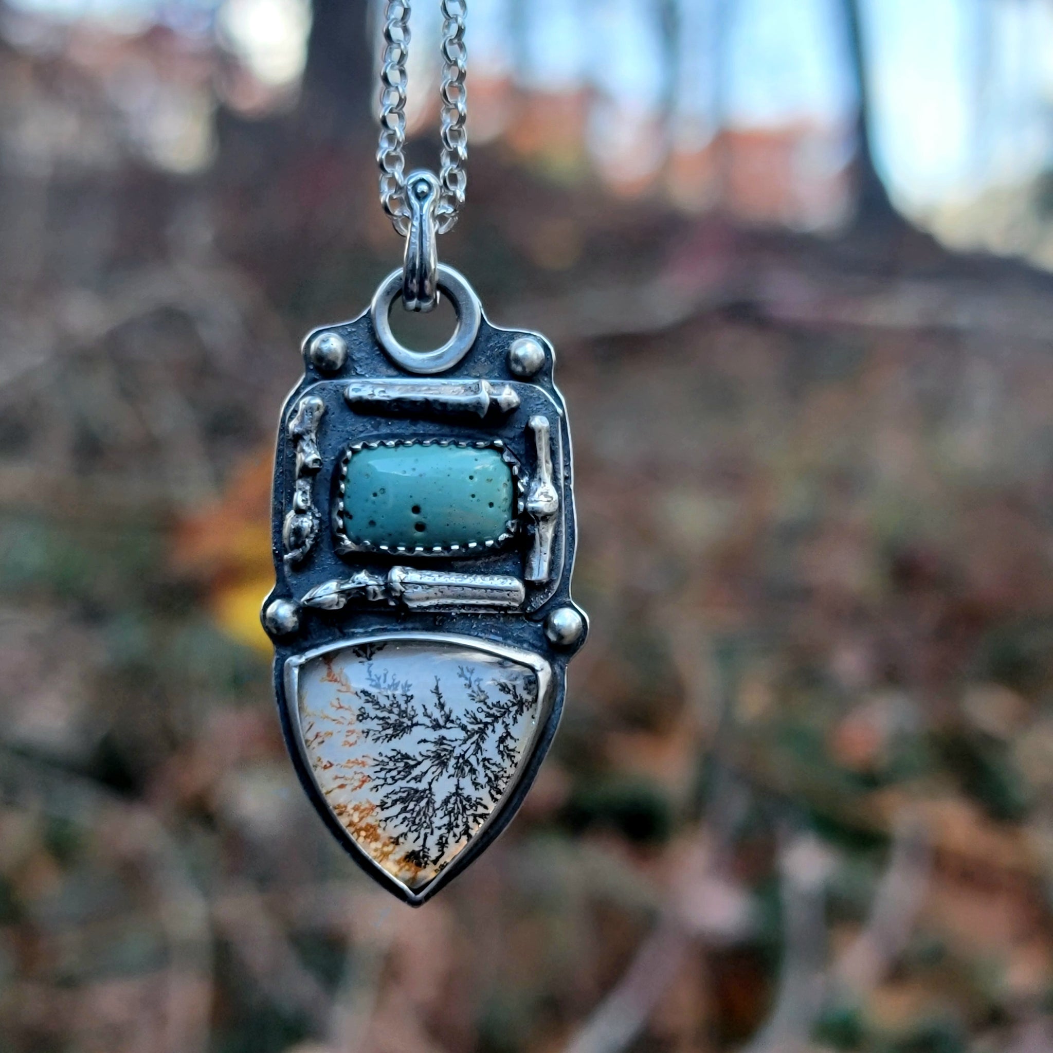 Dendritic Agate Pendant Collection in Sterling Silver