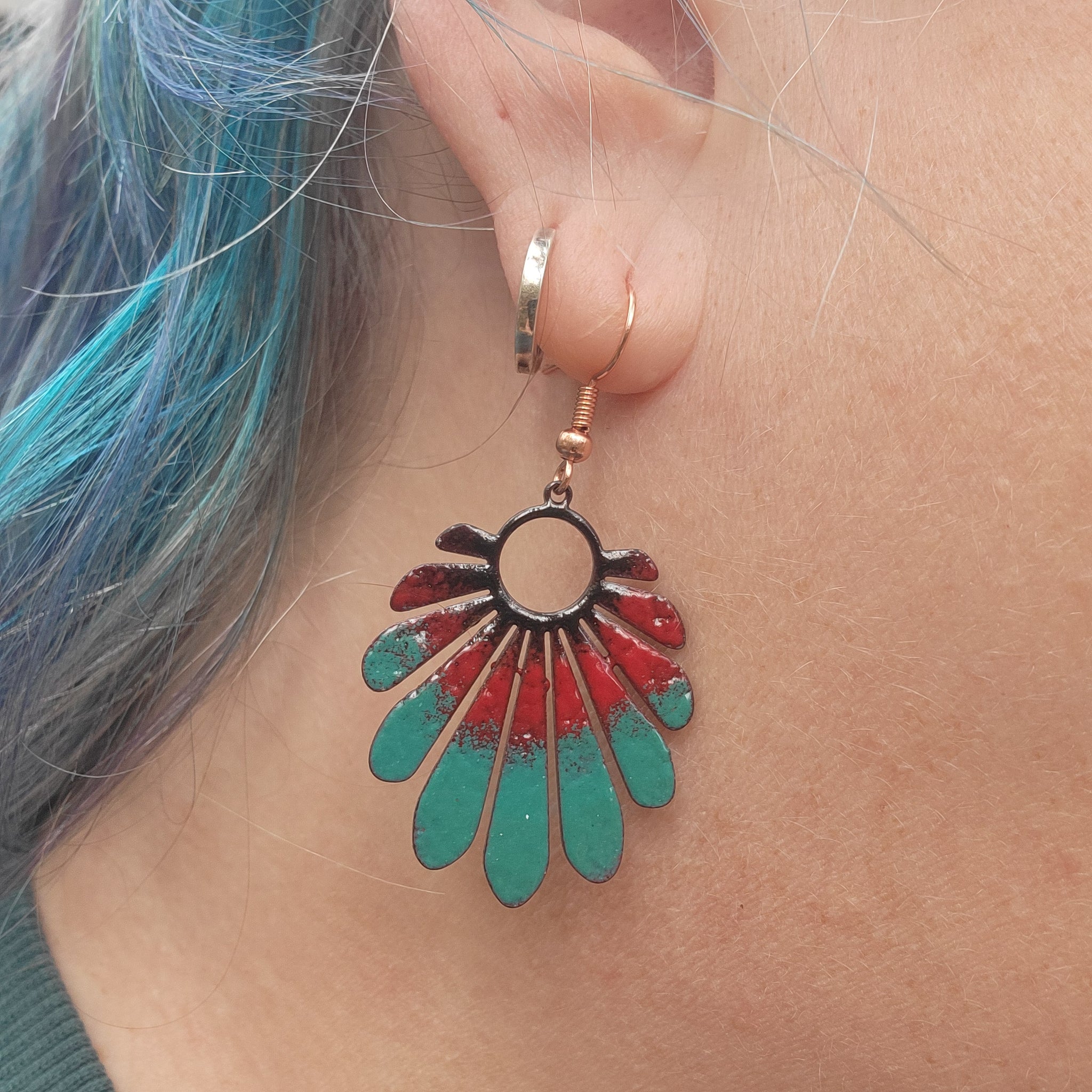 Autumn Enameled Copper Earrings