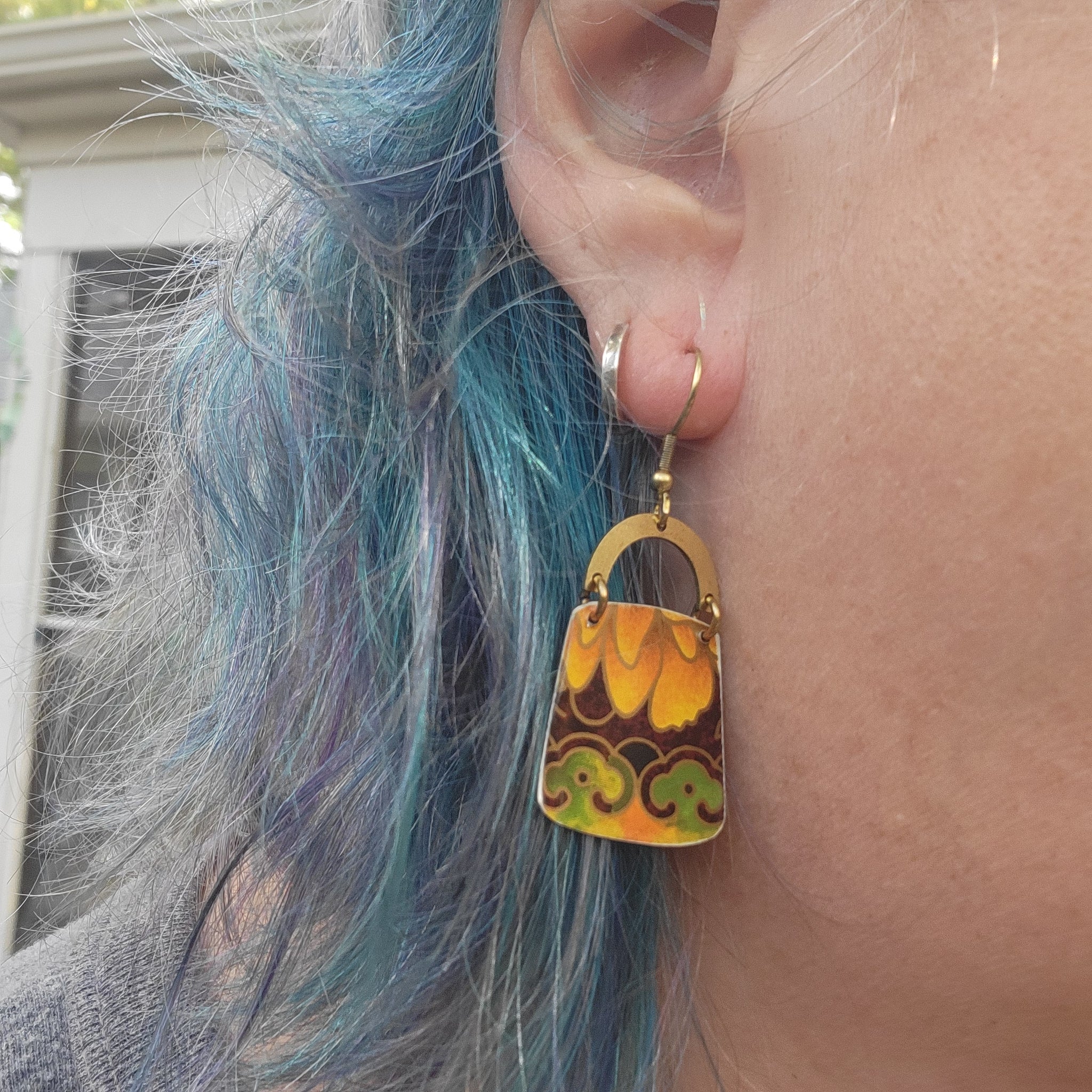 Goldenrod Harvest Collection - Repurposed Vintage Tin Earrings