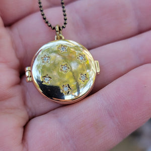 Victorian Locket ☆ Celestially-Inspired Brass & Zircon Pendant