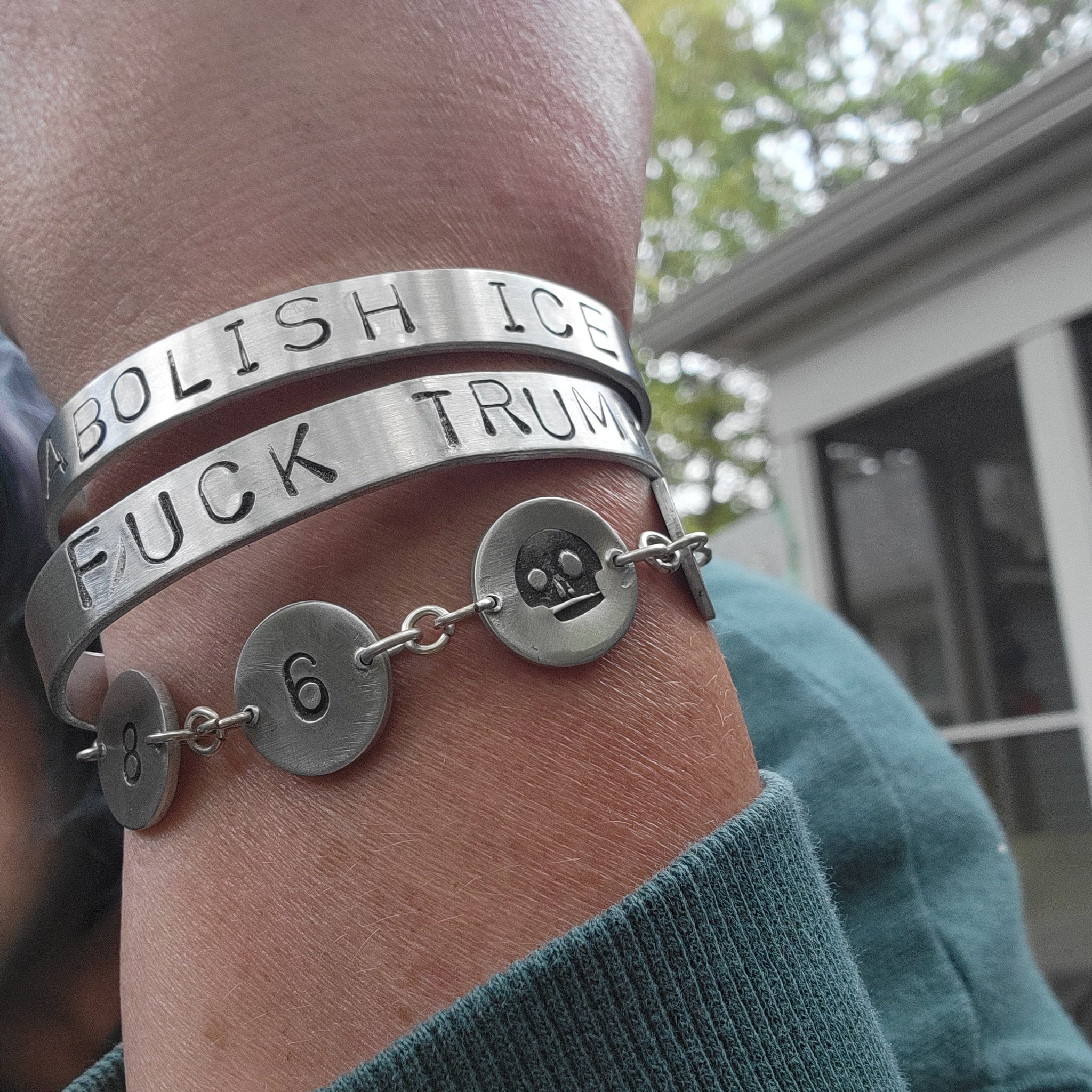 F*&k Trump / No Kings Handstamped Aluminum Cuff Bracelet