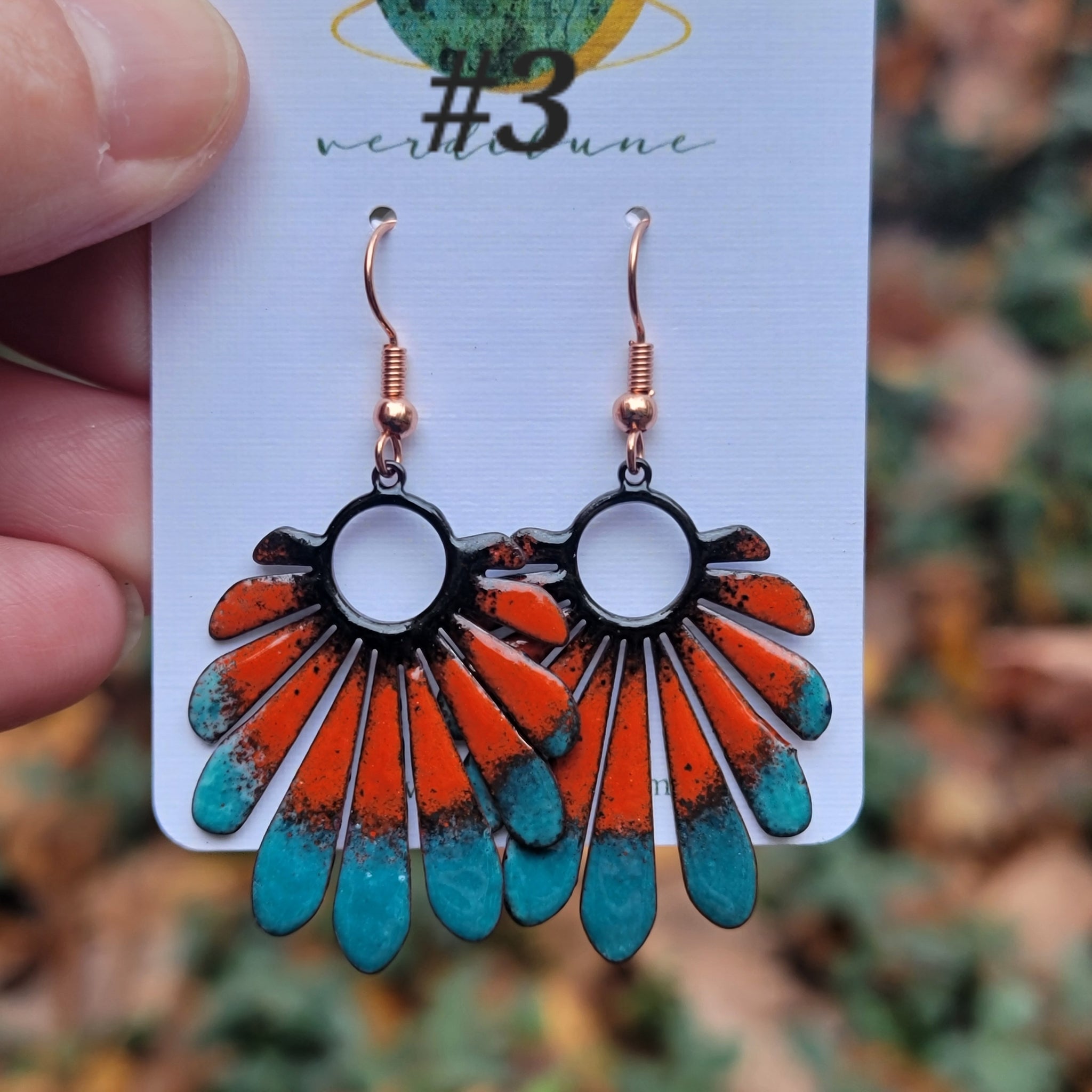 Autumn Enameled Copper Earrings