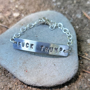 F*&k Trump Handstamped Aluminum Bar Bracelet