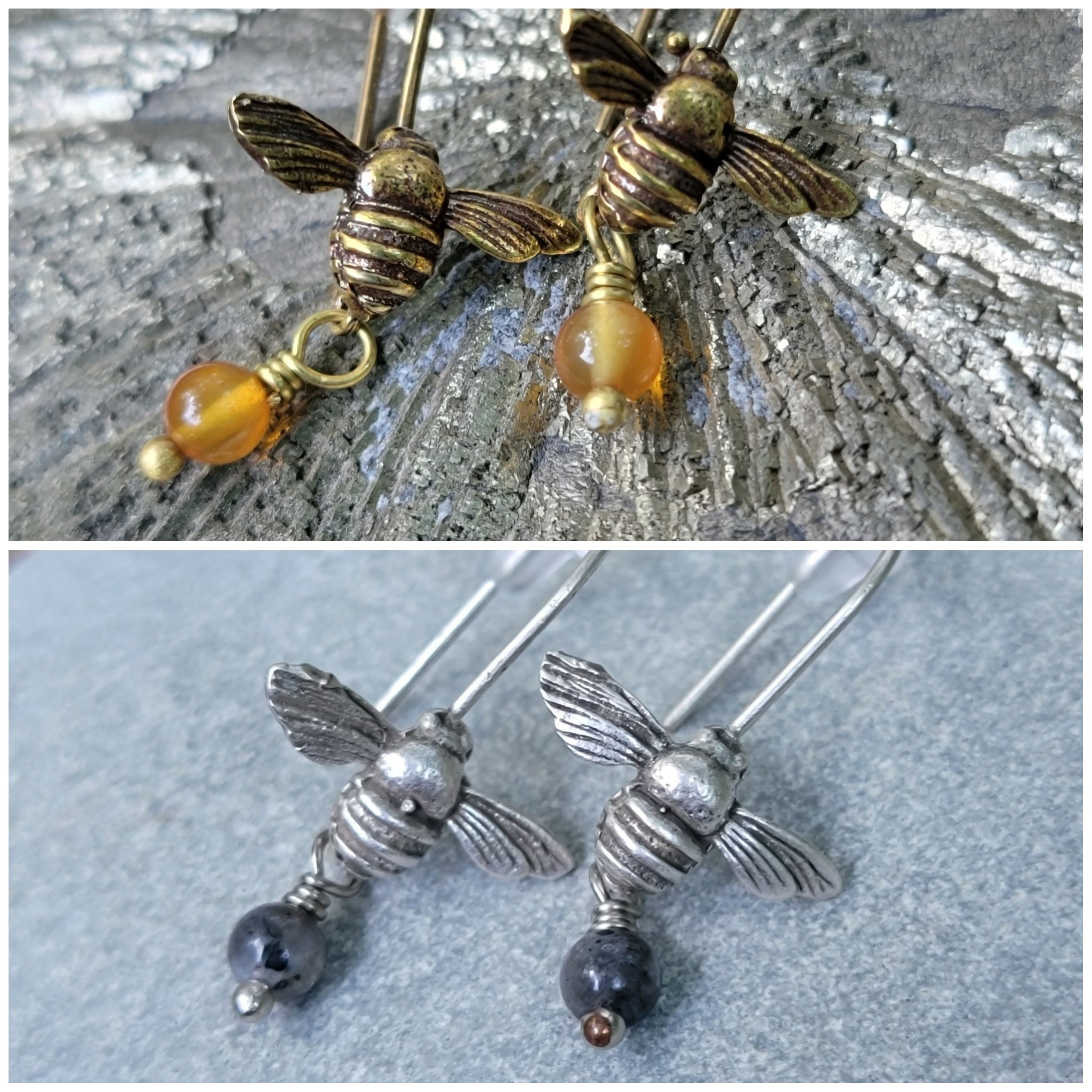 Tiny Honeybee Dangle Earrings
