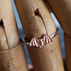 Sterling Stacking Ring with Copper Bat - Verdilune