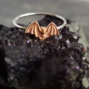 Sterling Stacking Ring with Copper Bat - Verdilune