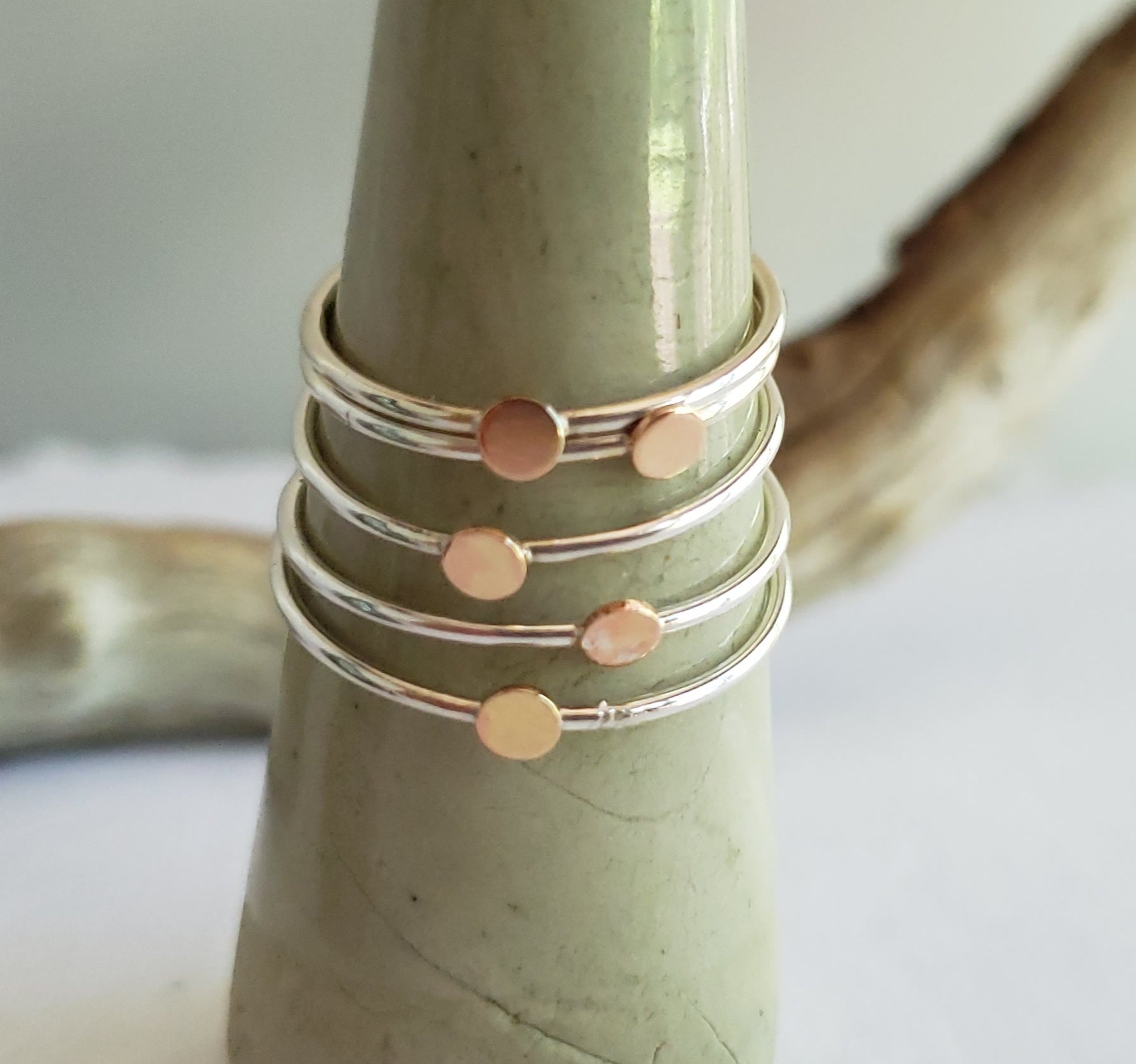Tiny Dot Copper & Sterling Silver Ring