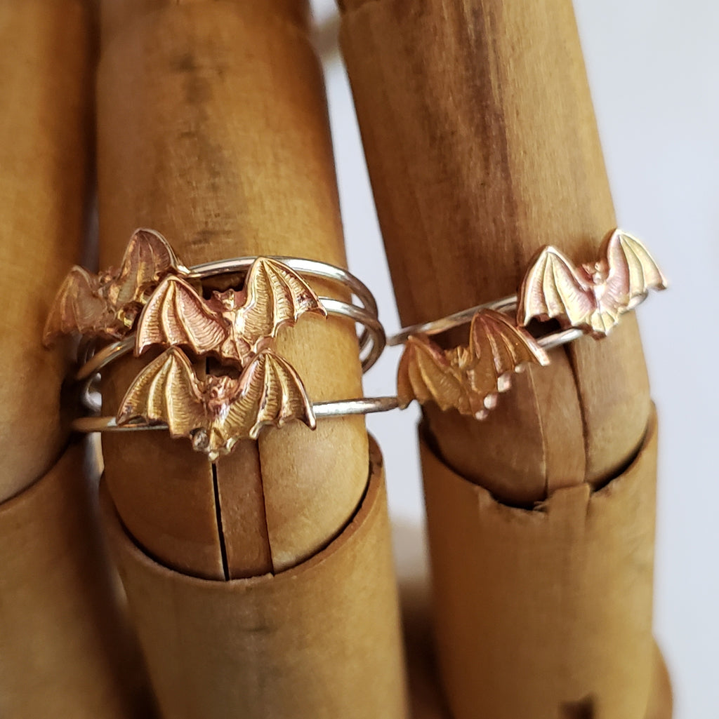 Sterling Stacking Ring with Copper Bat